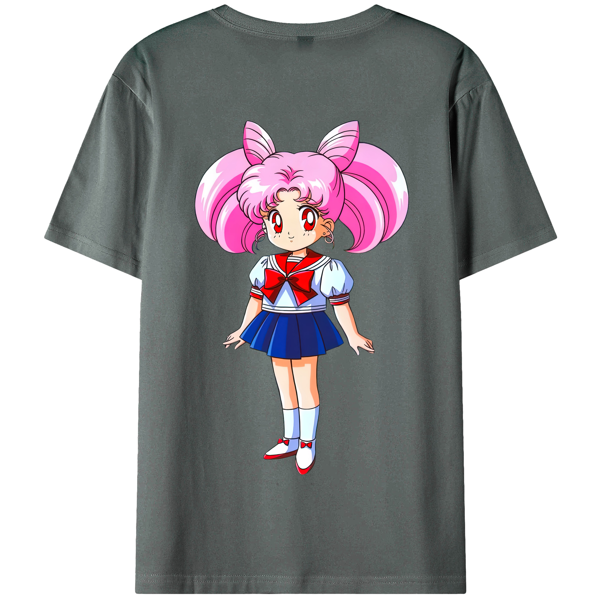 （画像用） 美少女戦士セーラームーン ちびうさ Sailor Moon Chibiusa Tsukino Usagi Small Lady Serenity 綿100％半袖Tシャツ（背面プリント）